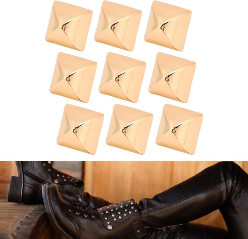 Fockety 20Pcs 12mm Pyramid Studs, Four Jaw Pyramid Rivets, Rivets, Pyramid Rapid Rivet Studs, Punk Spikes Spots Studs for Clothing, Bag, Leather, Shoes, Jewelry, Craft (Gold) - Image 5